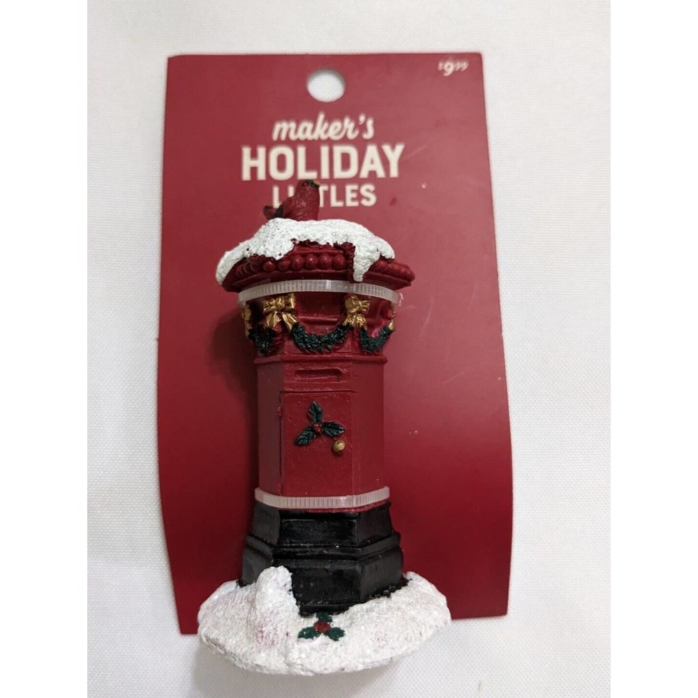 Christmas Makers Holiday Littles Winter Home Decor Mailbox Cardinal Bird New